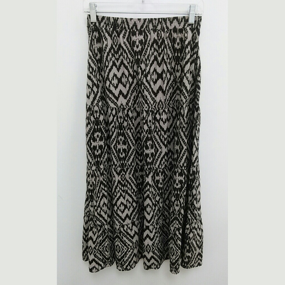 Maxi Skirt Gray Black Full Tribal XS